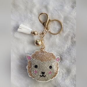 Cute Sheep Keychain with Sparkling Rhinestones Farm Bag Charm